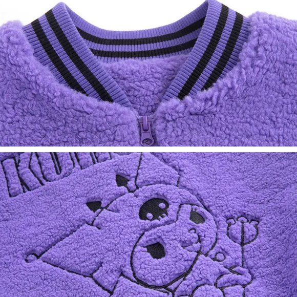 Kuromi Embroidery Fleece Jacket | Women Lolita Kawaii Jacket Sweater Outwear - Picture 5 of 6